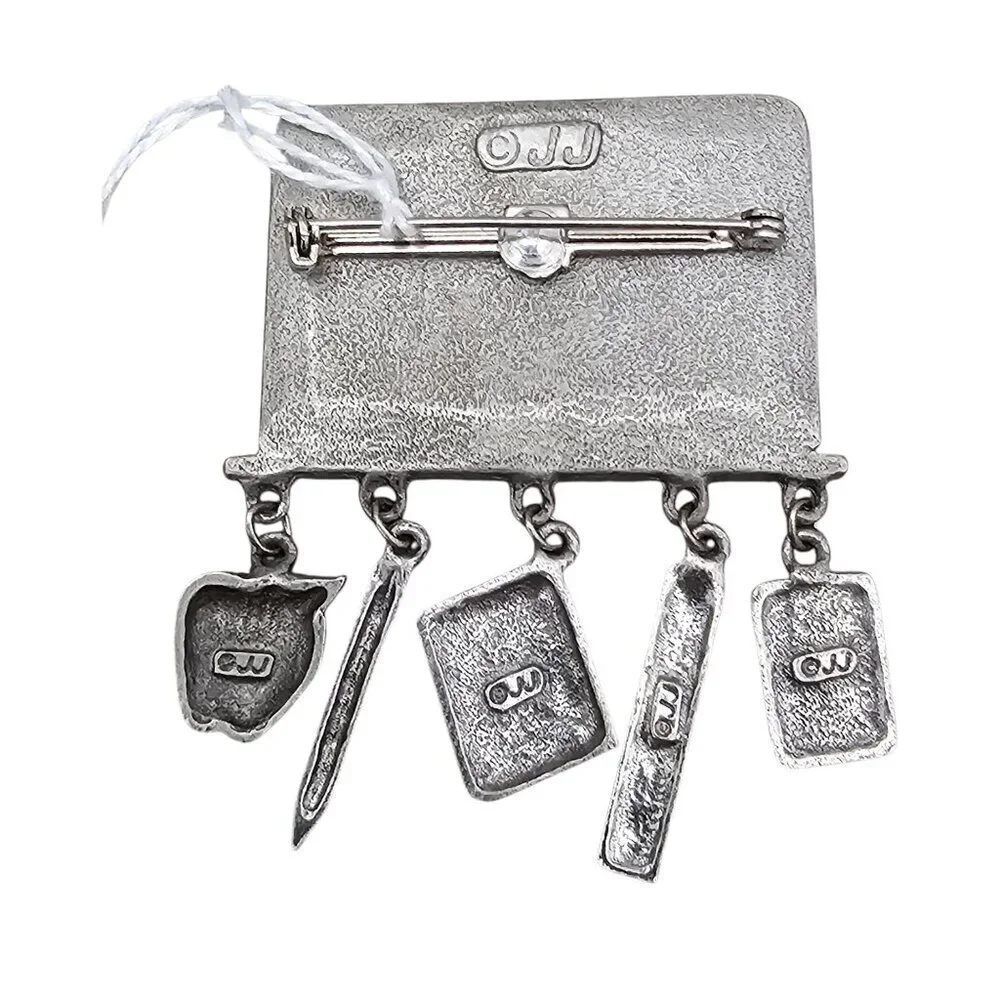 JJ Jonette Jewelry Vintage Silver Tone Math Teachers Classroom Charms Brooch Pin